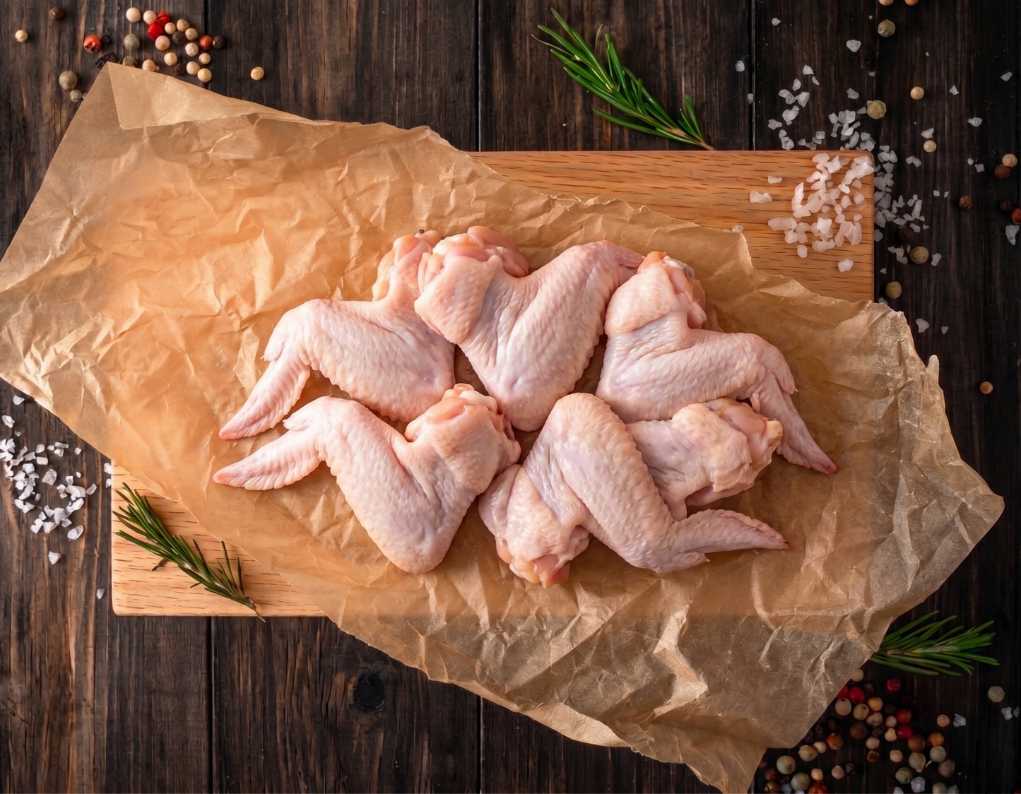 Pasture-raised chicken wings, vacuum-sealed